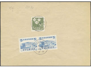 Sweden. Facit 332BC, 290 cover , 1941 The Royal Castle 5 kr blue, pair 3+4, together …