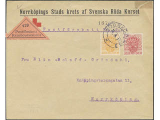 Sweden. Official Facit Tj41, 47 on cover, 2+10 öre on local cash on delivery printed …
