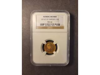 Sverige Oscar II (1872-1907) 10 kronor 1874/3, 01/0, NGC MS64