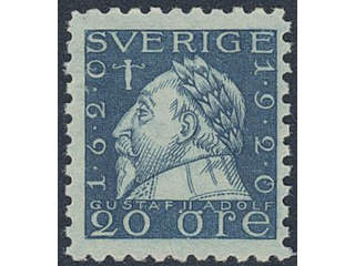 Sweden. Facit 152Cbz ★★, 1920 Gustav II Adolf 20 öre blue perf 9¾ on four sides with wmk …