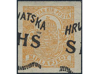 Yugoslavia. Michel 57 ★★, 1919 SHS overprint on 2 f orange with misplaced overprint …