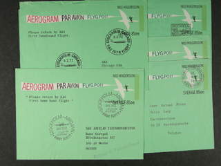 Sweden. Postal stationery, areogram Facit Ae2 , Aerogram 85 (+10) öre, five usages …
