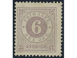 Sweden, Sverige, Sverige, Sverige. Facit 31e ★, 6 öre greyish lilac.