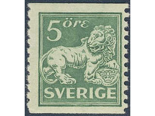 Sweden. Facit 140Acx ★★ , 5 öre bluish green type I vertical perf 9¾ with vm lines. …