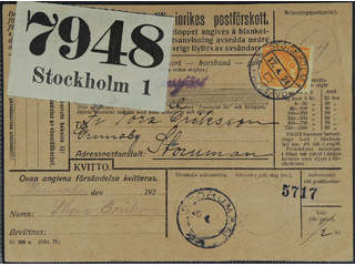 Sweden. Facit 168 cover , 1 kr on address card for cash on delivery parcel sent from …