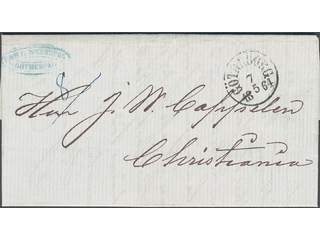 Sweden. Foreign-related cover. Norway. Letter sent from GÖTHEBORG 7.5.1864 to Christiania.