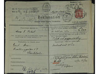 Sweden. Facit 82 cover , 10 öre on complaint / enquiry regarding a missing parcel …