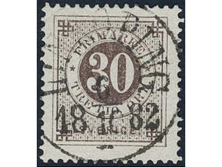 Sweden, Sverige, Sverige, Sverige. Facit 35b2 used, 30 öre black-brown on hard white …