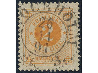 Sweden, Sverige, Sverige, Sverige. Facit 40a used, 2 öre yellowish orange. Superb …