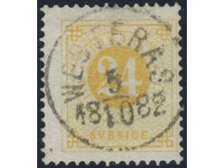 Sweden, Sverige, Sverige, Sverige. Facit 34c used, 24 öre orange-yellow. EXCELLENT …
