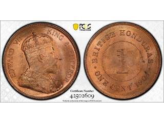 Brittiska Honduras Edward VII (1901-1910) 1 cent 1904, UNC, PCGS MS64 RD