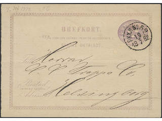 Sweden. Postal stationery, double postcard Facit bKd1CII , Response card 6 öre sent from …