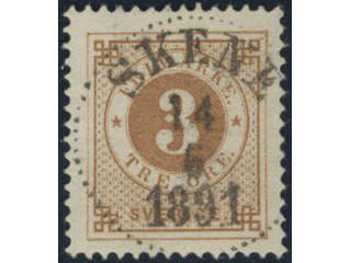 Sweden, Sverige, Sverige, Sverige. Facit 41a used, 3 öre yellowish brown. Superb …