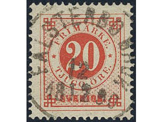 Sweden. Facit 46d used, 20 öre dark orange-red on yellowish paper. EXCELLENT …