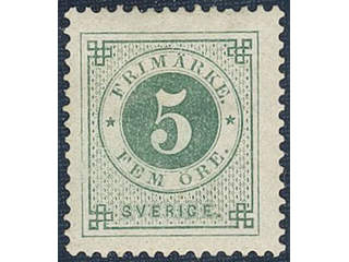 Sweden. Facit 43c ★ , 5 öre deep green. SEK 600