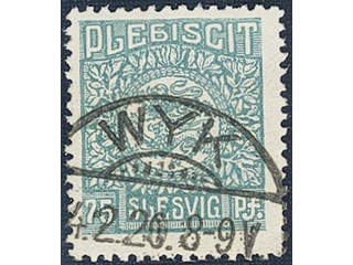 Denmark Schleswig. Facit 10 I used , 1920 Lion and Landscape 75 pf blue-green with plate …