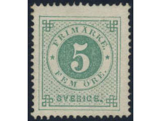 Sweden. Facit 19g ★, 5 öre dark green, smooth print. Ex. Beckeman. SEK 4000