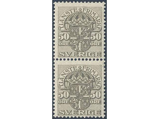 Sweden. Official Facit Tj54v ★★ , 50 öre grey without wmk variety in fresh pair. SEK 1400