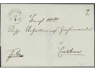 Sweden. K county. RUNNEBY 14.9.1834, arc postmark. Type 2 on beautiful cover sent to …