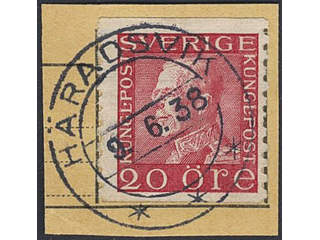 Sweden. Facit 180b, D county. HÄRADSVIK 9.6.38. Cut piece. Postal: 175:-