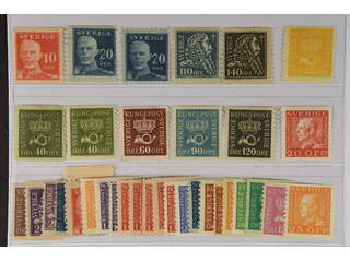 Sweden. ★ 1920–36. Coil stamps. All different, e.g. F 149A, 151A+C, 154-55, 156, 158-59, …