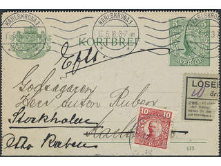 Sweden. Postal stationery, letter card Facit kB9, 82 , Letter card 5 öre sent locally …