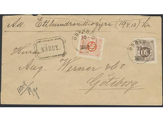 Sweden. Facit 46, 47 cover, 20+30 öre on insured cover sent from ÖDESHÖG 30.5.1889 to …
