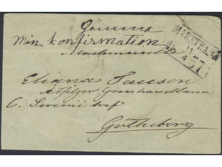 Sweden. O county. MARSTRAND 11.4.1857, rectangular postmark. Type 2 on cover sent during …
