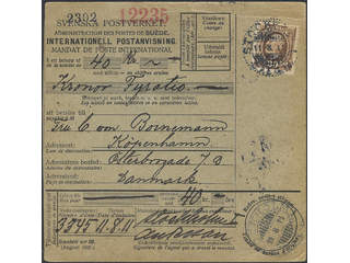 Sweden. Facit 58 cover , 30 öre international money order sent from STOCKHOLM 11.8.11 to …