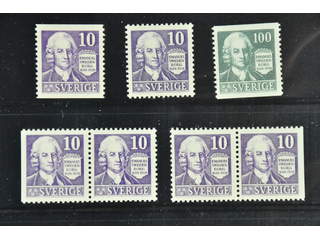 Sweden. Facit 259–60 ★★ , 1938 Emanuel Swedenborg SET incl BC/CB pairs (5). SEK 490