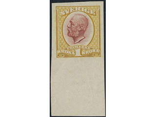 Sweden. Facit 60P (★), Proof type P, olive yellow/dull red with sheet margin. Superb.