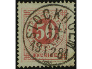 Sweden. Facit 36c used , 50 öre violetish carmine. Superb cancellation STOCKHOLM L:L …