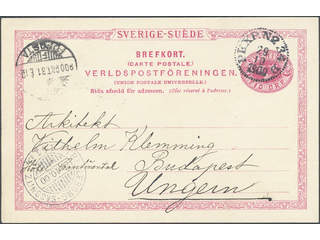 Sweden. Postal stationery, Single postcard, Facit bKe13, Postcard 10 öre sent from PKXP …