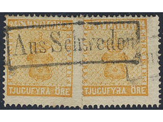 Sweden. Facit 10(2). 24 öre with very beautiful cancellation "Aus Schweden" in frame.