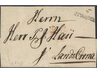 Sweden. A county. STOCKHOLM, straight postmark. Type 4 on cover dated "1766" by pen, …