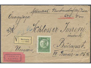 Sweden. Facit 208 cover , 1 kr on insured special delivery cover front sent from …