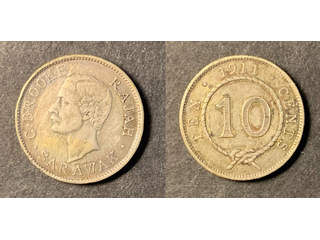 Sarawak Rajah Brooke 10 cents 1911 H, XF