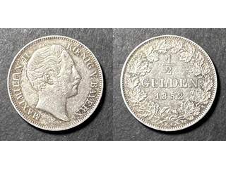 Tyskland - Bayern Maximilian II Joseph (1848-1862) ½ gulden 1852, AU/UNC