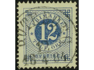 Sweden. Facit 32g-h used , 12 öre dark blue - light blue. EXCELLENT cancellation …