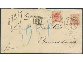 Sweden. Facit 46 cover , 2×20 öre on registered cover sent from GÖTEBORG 24.11.1888 to …