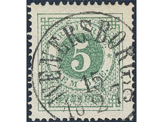 Sweden. Facit 19f used , 5 öre dark green, grainy print. Superb cancellation WENERSBORG …