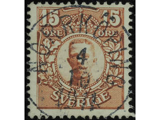 Sweden. Facit 84 used , 15 öre brown. EXCELLENT cancellation NORRKÖPING 4.10.1911.