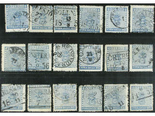 Sweden. Facit 2 used , 4 skill blue, eighteen used copies. Shades, varieties, …