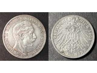 Tyskland - Preussen Wilhelm II (1888-1918) 3 mark 1909 A, VF-XF
