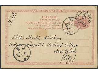 Sweden. Postal stationery, Single postcard, Facit bKe13, Postcard 10 öre sent from PKXP …