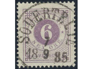 Sweden, Sverige, Sverige, Sverige. Facit 31j used, 6 öre bluish lilac on calendered …