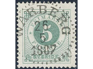 Sweden. Facit 43a used , 5 öre dull blue-green. EXCELLENT cancellation WARBERG 26.5.1887.