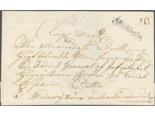 Sweden. A county. STOCKHOLM, handwriting-styled postmark. Type 1A (1719–1721) on very …