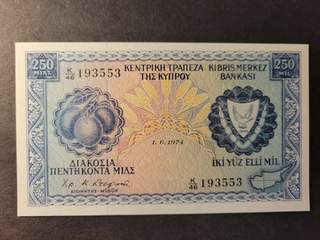 Cyprus 250 mils 1.6.1974, UNC