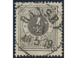 Sweden. Facit 18a used, 4 öre dark grey. Superb–EXCELLENT cancellation RANSBY 24.5.1879. …